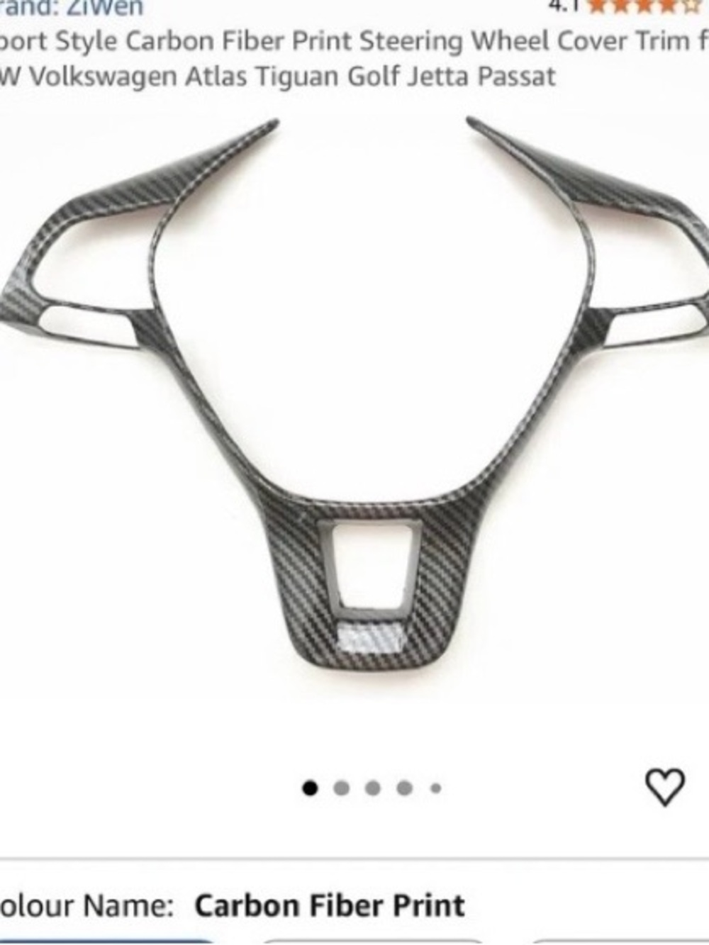 Carbon Fiber Print Steering Wheel Trim Cover - Black Finish